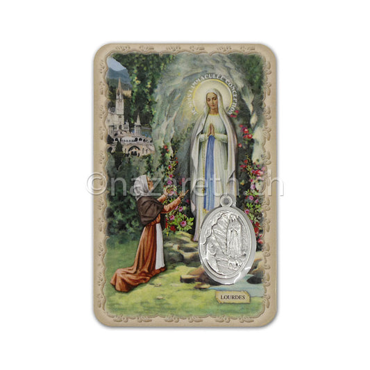 Carte Médaille Notre-Dame de Lourdes Avec Prière