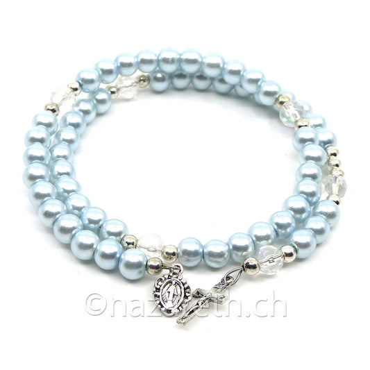 Bracelet Chapelet Perles Bleues