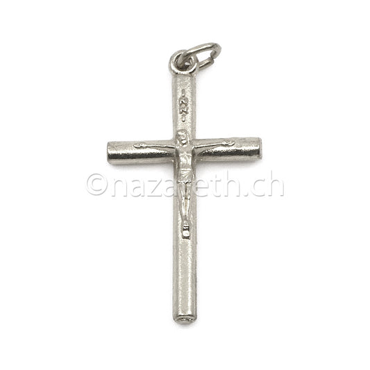 Pendentif Croix Argentée avec Christ 3.5cm