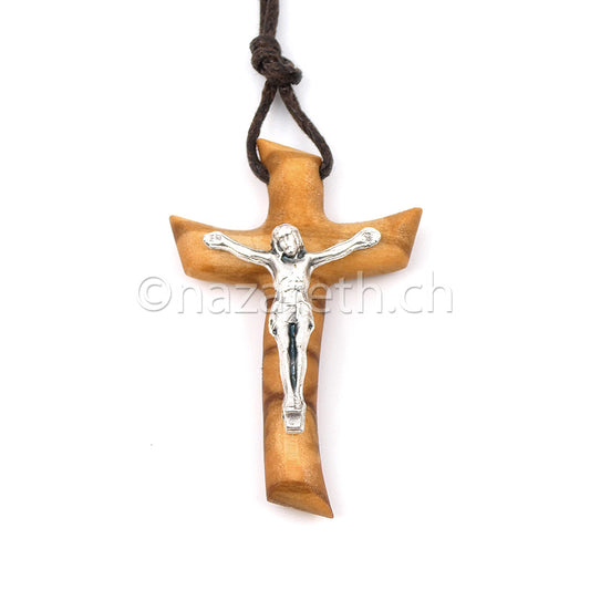 Pendentif Croix avec Christ 3.5 cm, Bois d'Olivier