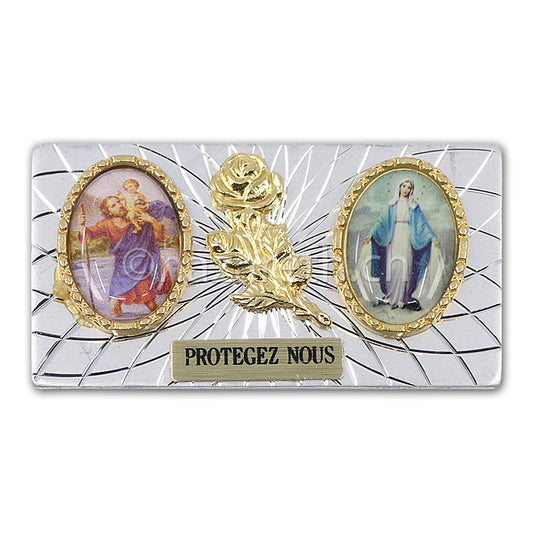 Plaque Aimantée Saint Christophe et Vierge Miraculeuse