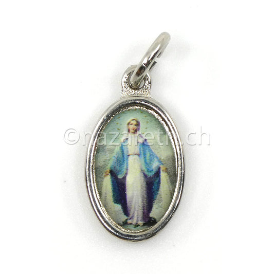 Médaille Argentée & Résine Vierge Miraculeuse 1.5cm